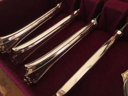 Service For (12) Reed & Barton Silverware In French Chippendale Pattern W/Wooden Box