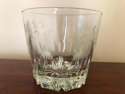 Vintage Glass Ice Bucket W/Etched Design