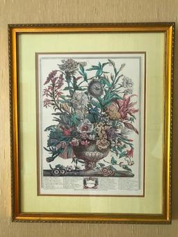 Vintage Framed & Matted Floral Prints W/Different Months-This One Is September