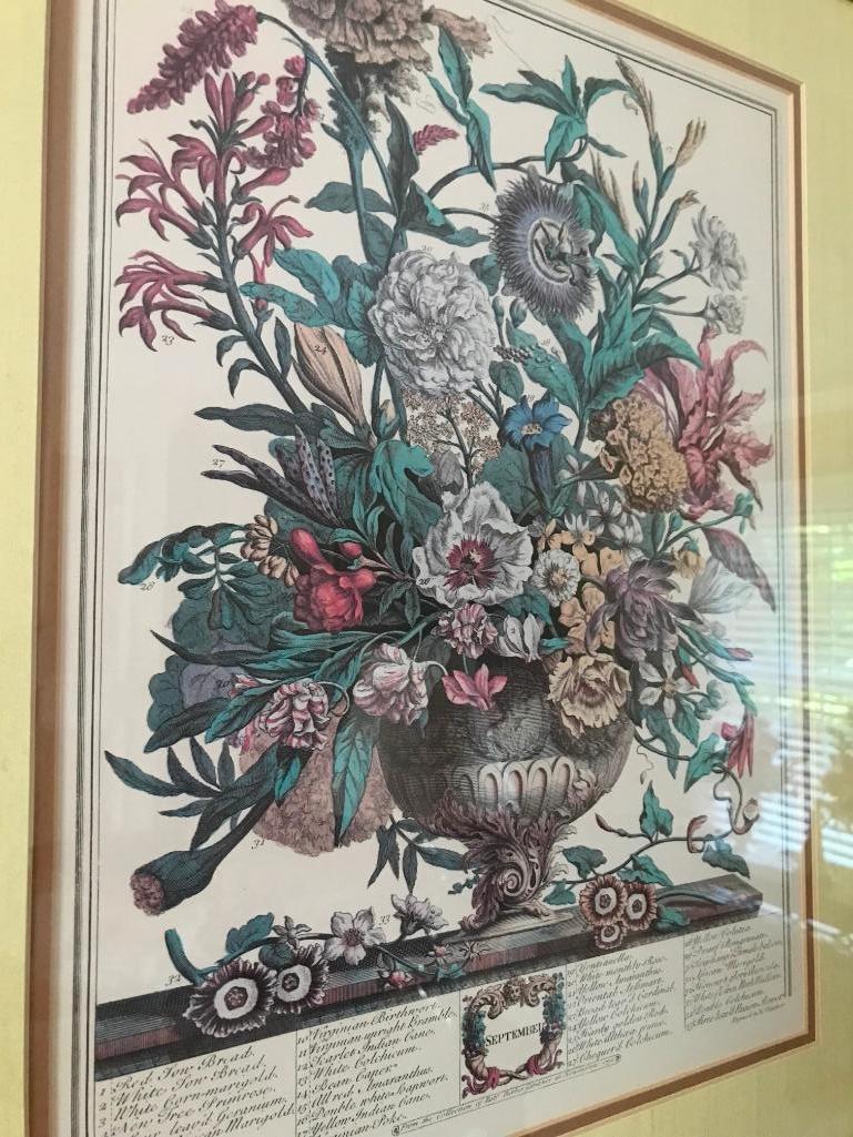Vintage Framed & Matted Floral Prints W/Different Months-This One Is September