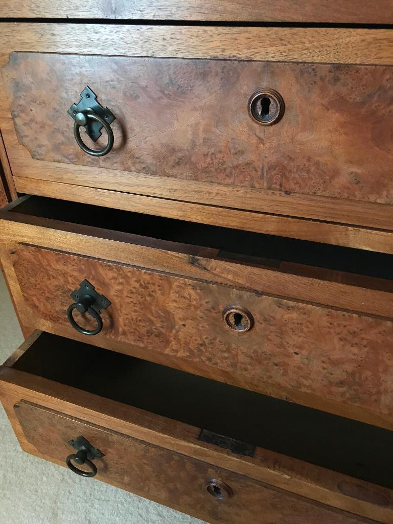 Antique Walnut Victorian 3-Drawer Washstand W/White Marble Top & Back Splash