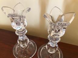 (2) Pair Of Glass Candle Holders