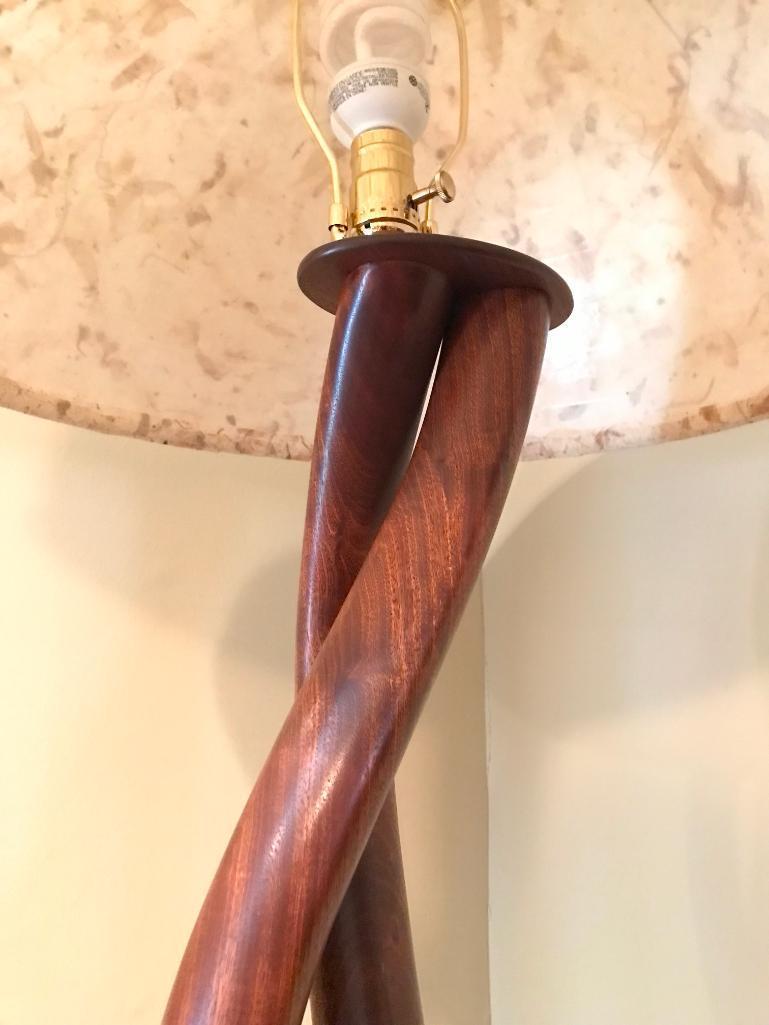 Contemporary Hand Sculptured Wooden Floor Lamp From Larry Brown Studios