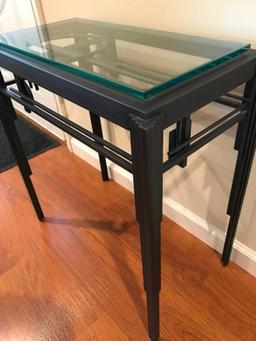 Unique Metal Stand W/Glass Top In Art Deco Design