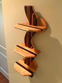 Hand Crafted Wall Shelf W/Multi-Woods Construction