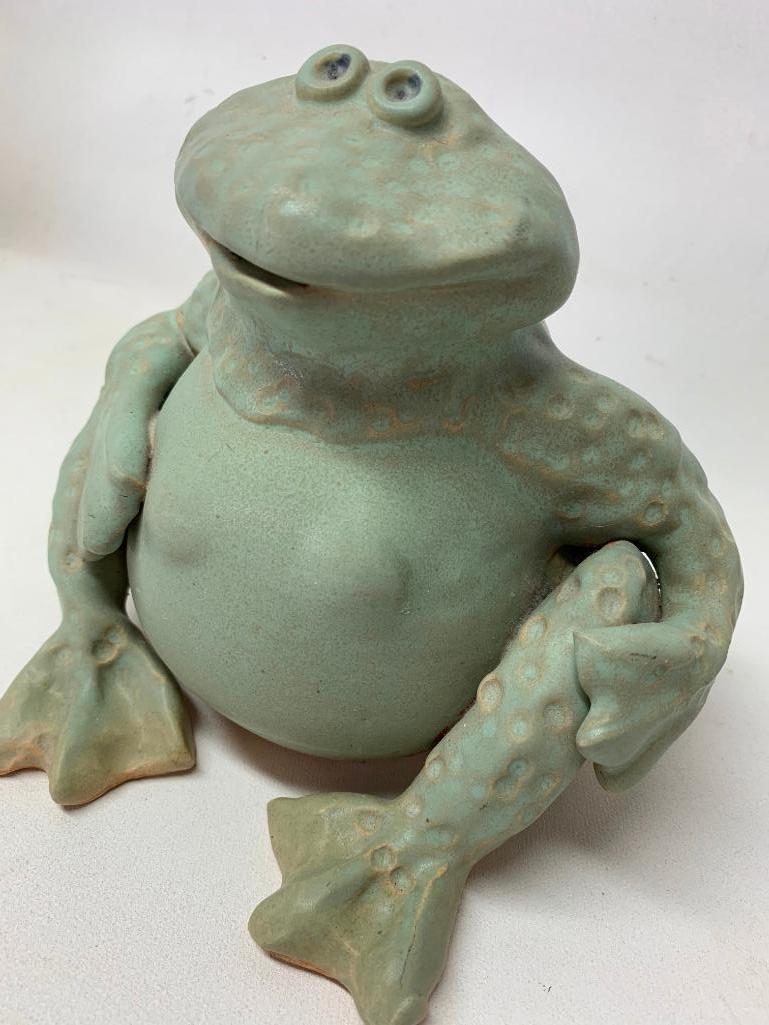 Contemporary Pottery Figural Frog Artist Signed