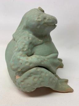 Contemporary Pottery Figural Frog Artist Signed