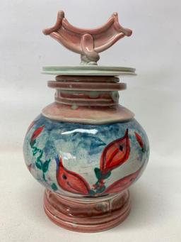 Contemporary Pottery Lidded Jar Signed "Mitch"