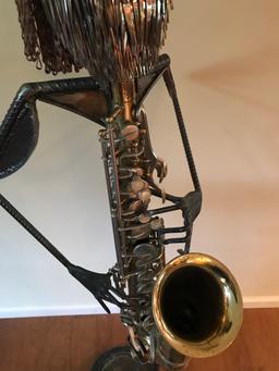 55" Tall Metal Sculpture with Saxaphone