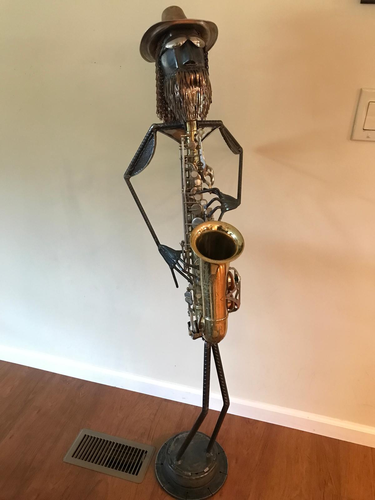 55" Tall Metal Sculpture with Saxaphone