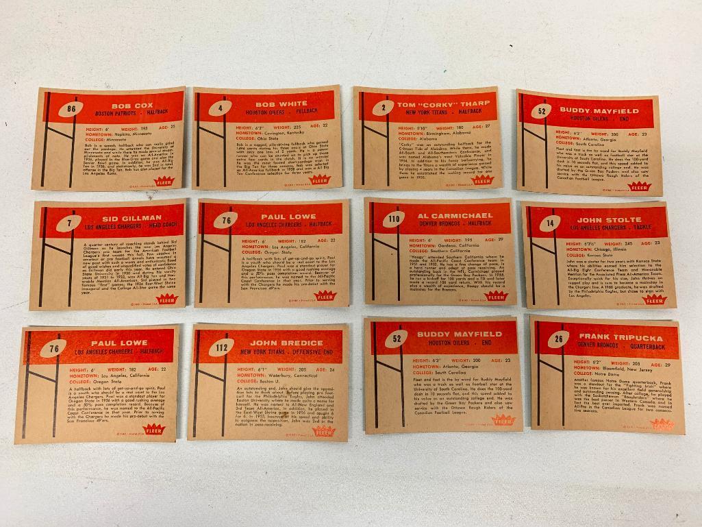 (12) 1960 Fleer Football Cards-A Few Duplicates