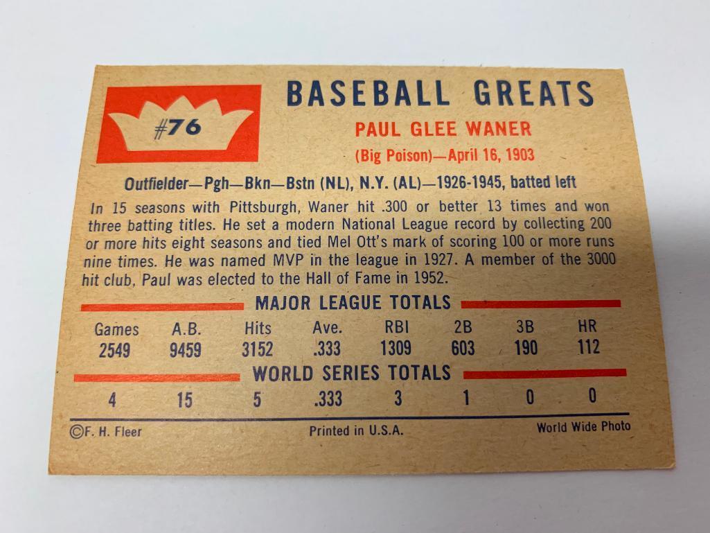 (5) 1960 Fleer Baseball Greats Cards