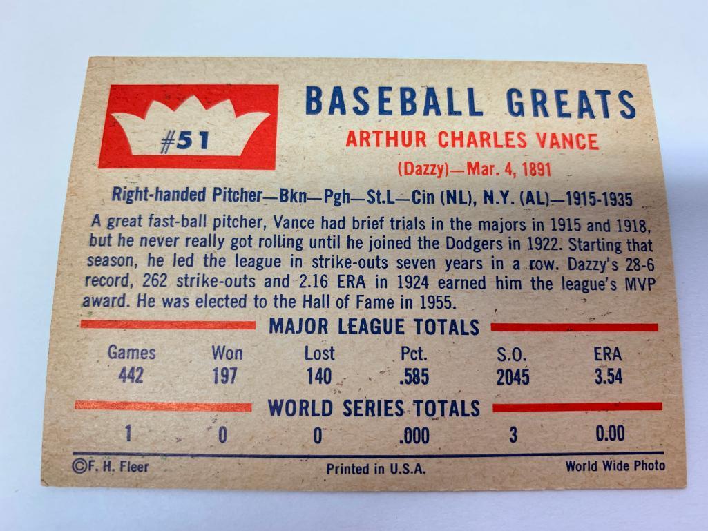 (5) 1960 Fleer Baseball Greats Cards