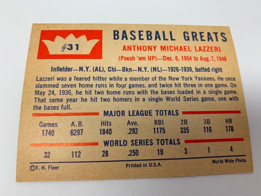 (5) 1960 Fleer Baseball Greats Cards