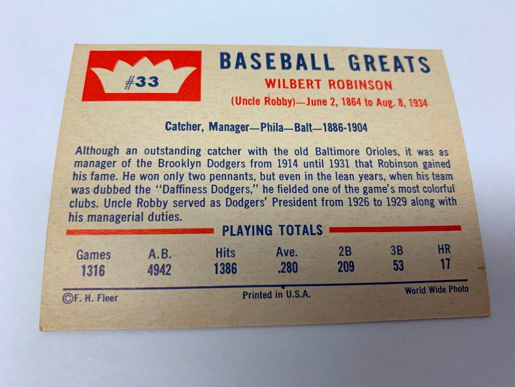 (5) 1960 Fleer Baseball Greats Cards