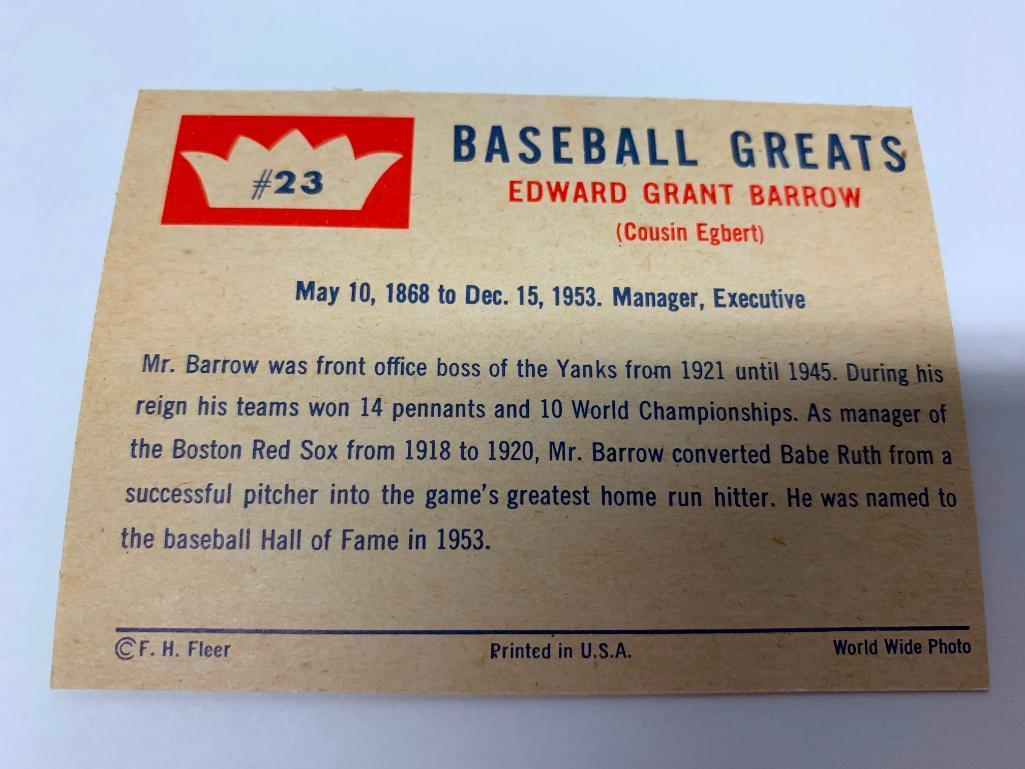 (5) 1960 Fleer Baseball Greats Cards