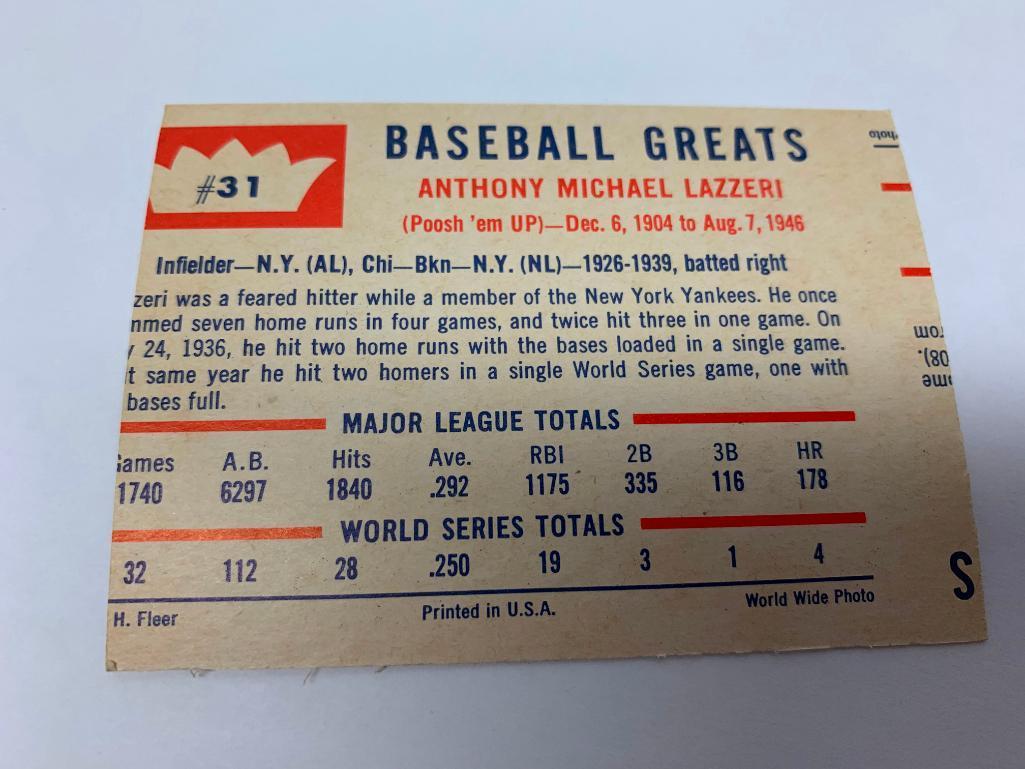 (5) 1960 Fleer Baseball Greats Cards