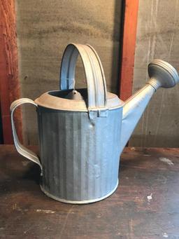 Galvanized Watering Can W/Ribbed Sides