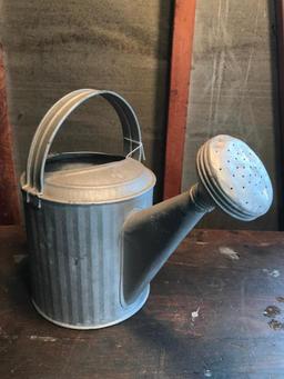 Galvanized Watering Can W/Ribbed Sides
