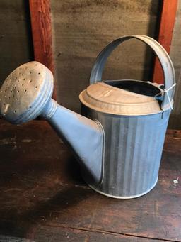 Galvanized Watering Can W/Ribbed Sides