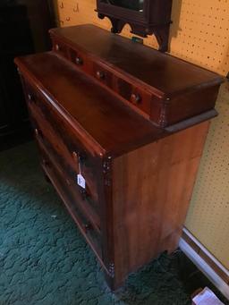 Antique Walnut Chest W/Burl Drawers & Hanky Boxes