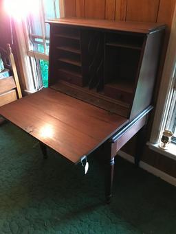 Walnut Drop Front Desk W/1 Drawer