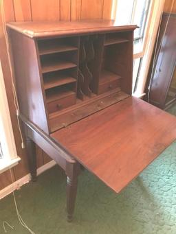 Walnut Drop Front Desk W/1 Drawer