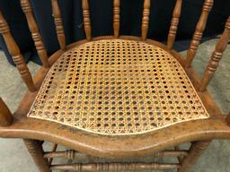 Rattan Bottom, Oak, Spindle Back Chair