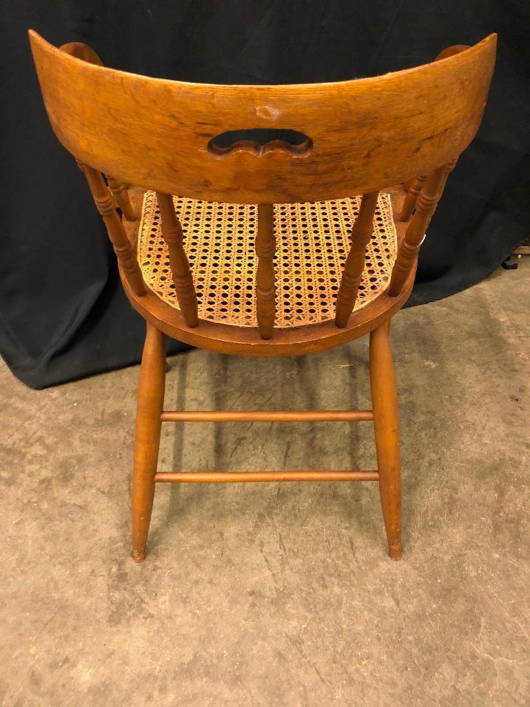 Rattan Bottom, Oak, Spindle Back Chair