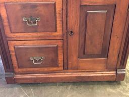 Antique Victorian Walnut Wash Stand W/Marble Top, Candle Holders, & Back Splash