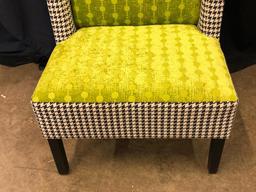 Interesting Chevron Pattern and Green Chair with Very High Back