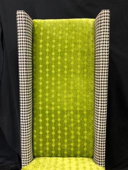 Interesting Chevron Pattern and Green Chair with Very High Back