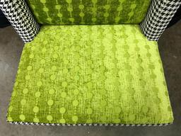 Interesting Chevron Pattern and Green Chair with Very High Back