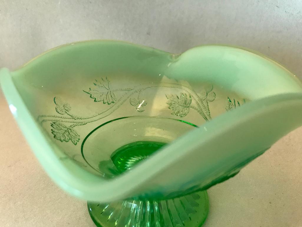 Green Opalescent Candy Dish