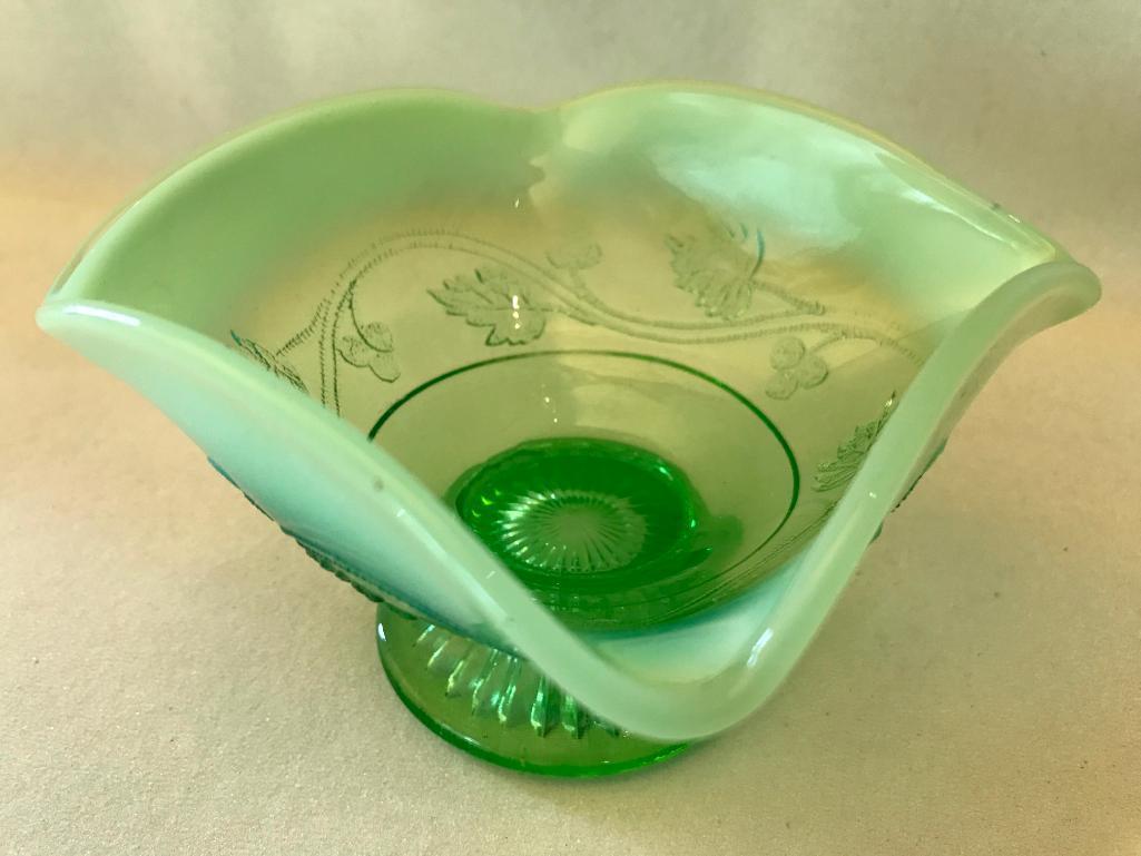 Green Opalescent Candy Dish