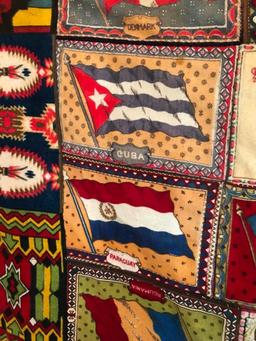 Very Unusual Antique Quilt Made From Cigar Silks