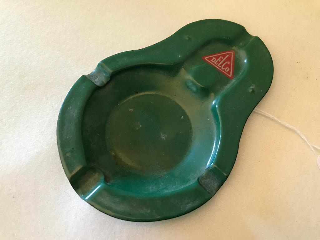 Vintage Delco Pressed Steel Ashtray W/Decal