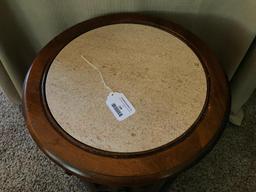 Round End Table W/Marble Insert Top