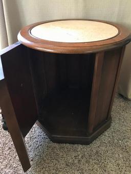 Round End Table W/Marble Insert Top