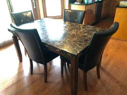 5-Piece Dinette Seta W/Faux Marble Top Table & (4) Chairs