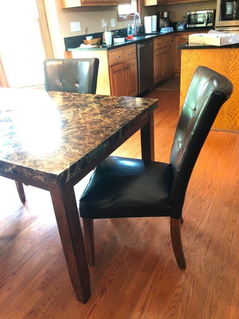 5-Piece Dinette Seta W/Faux Marble Top Table & (4) Chairs