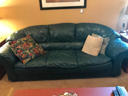 Leather Couch W/Decorator Pillows