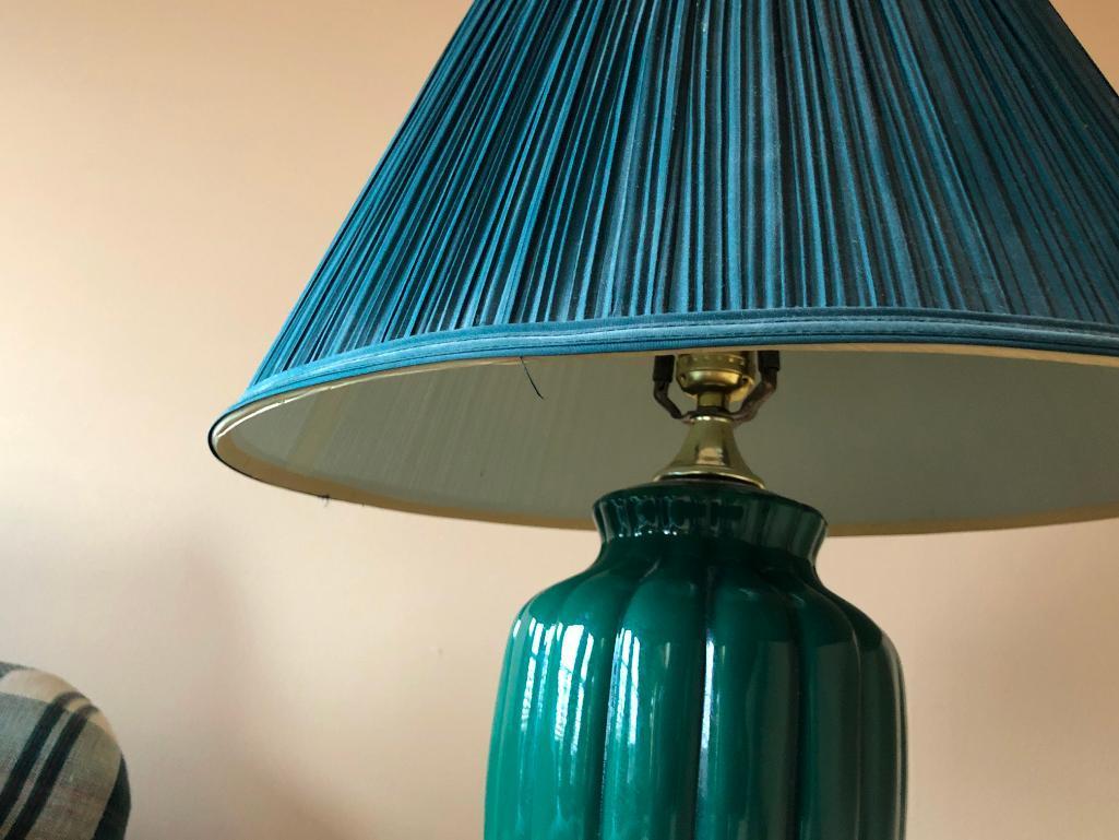 Contemporary Decorator Lamp W/Cloth Shade