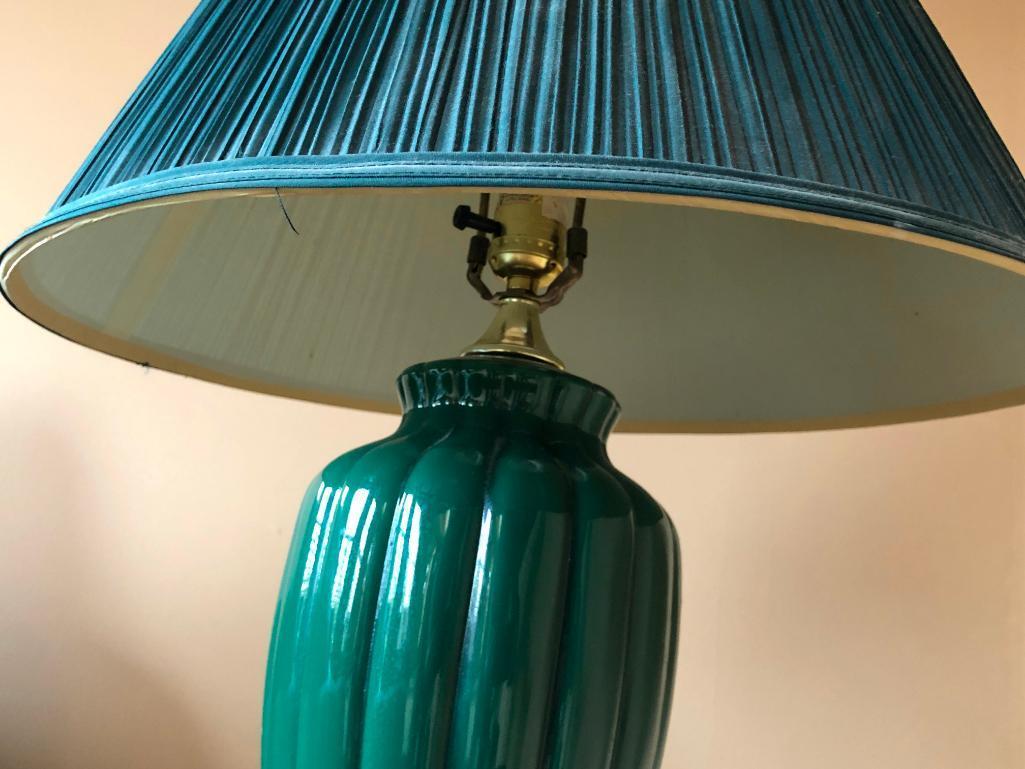 Contemporary Decorator Lamp W/Cloth Shade