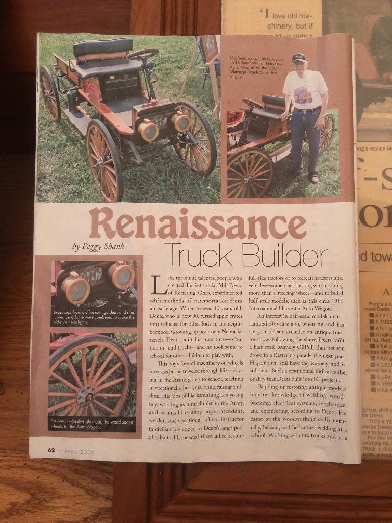 1/3 Scale 1916 International Harvester Corporation Auto Wagon Built By Milton Deets, Dayton, Ohio