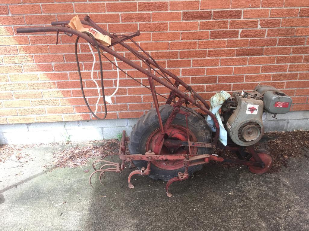 Antique Clinton Rear Tine Plow W/4-Cycle Clinton Engine