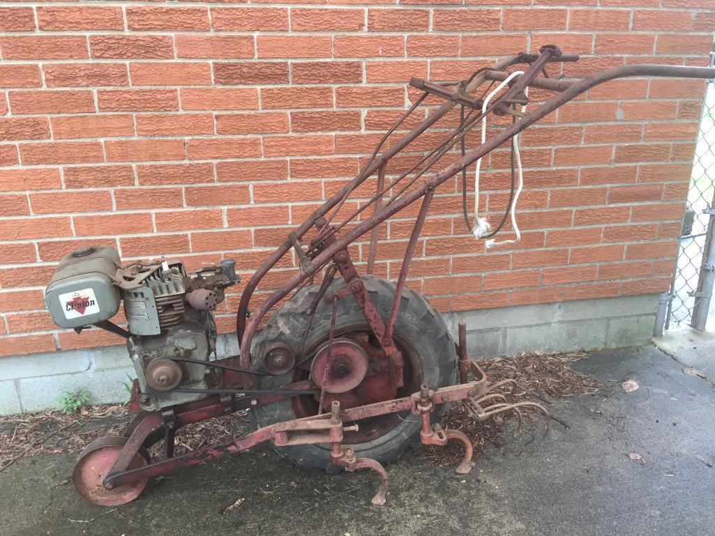 Antique Clinton Rear Tine Plow W/4-Cycle Clinton Engine