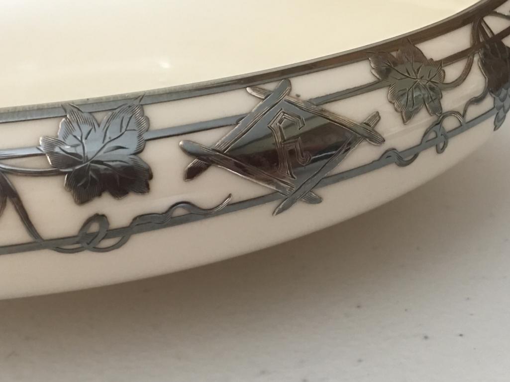 Lenox Belleek Low Bowl W/Sterling