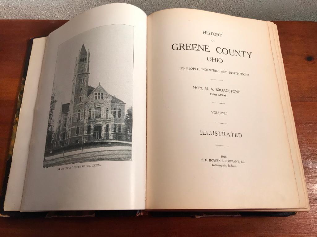 "History Of Greene County, Ohio" 1918 Volume 1 & 1855 Plat Book From 1979