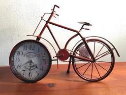 Metal Bicycle Clock Is Battery Operated